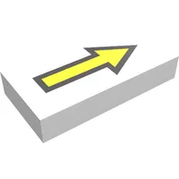 Tile 1 x 2 with Arrow Long Yellow with Black Border Print