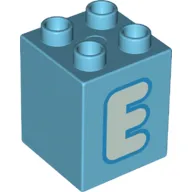 Duplo Brick 2 x 2 x 2 with 'E' Print