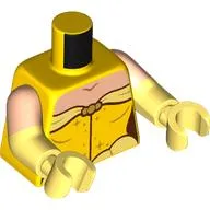 Torso, Dual Molded Arms with Light Nougat Chest, Dress, Gold Decorations, Bright Light Yellow Ruffle print, Light Nougat Sleeves Pattern, Bright Light Yellow Arms and Hands