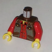 Torso Cowboy Vest with Fringe, Gold Stars and Red Shirt Print, Red Arms, Yellow Hands