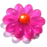 Clikits Icon, Flower 2 x 2 Large, 10 Petals with Pin [Frosted] Trans-Neon Orange Center Cabochon