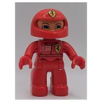 Duplo Figure with Helmet, Red Legs, Red Hands, Ferrari, Vodaphone, and Shell Logos Print