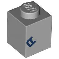 Brick 1 x 1 with Dark Blue 'A' print