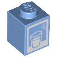 Brick 1 x 1 with Milk Carton, Glass, print