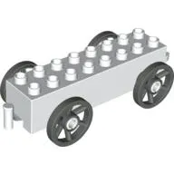 Duplo Wagon Base 2 x 8 x 1 1/2 with Large Dark Gray Spoked Wheels