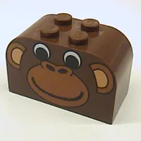 Brick Curved 2 x 4 x 2 Double with Monkey Face Print