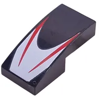 Slope Curved 2 x 1 No Studs with Red Stripes on White Background print