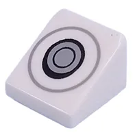 Slope 30° 1 x 1 x 2/3 (Cheese Slope) with Silver Circles, Button print