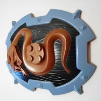 Large Figure Shield, 2 x 2 Brick Relief, Snake with Black and Sand Blue Print