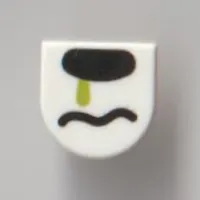 Tile Round 1 x 1 Half Circle with Snout, Lime Snot print