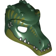 Mask Crocodile with Teeth, Earrings and Olive Green Stripes Print