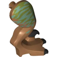 Animal Body Part, Dinosaur, Raptor Leg, Right, with Pin, Black Claws and Medium Azure Stripes over Olive Green Print