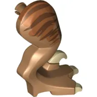 Animal Body Part, Dinosaur, Raptor Leg, Right, with Pin, Tan Claws and Dark Brown Stripes over Dark Orange Print