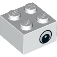 Brick 2 x 2 with Eye without White Print on Two Sides, Circle in Pupil, Offset