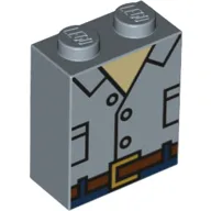 Brick 1 x 2 x 2 with Inside Stud Holder with Shirt, Brown Belt print