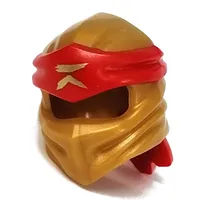 Wrap with Long Back Knot, Red Band Pattern with Gold Asian Symbol print