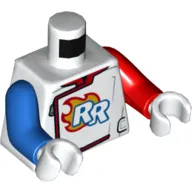 Torso, Odd Arms, Race Jacket with Red Trim, Flaming 'RR' Print, Left Red Arm, Right Blue Arm, White Hands