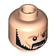 Minifig Head Setam, Trimmed Beard, Moustache, Silver Cheek Mark, Determined Expression Print [Blocked Open Stud]