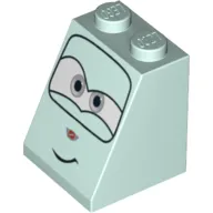 Slope 65° 2 x 2 x 2 with Bottom Tube and Eyes, Gray and Crooked Smile Print