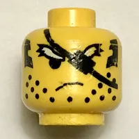Minifig Head Ninja, Scruffy White Eyebrows and Eyepatch Print [Blocked Open Stud]