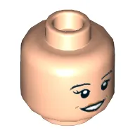 Minifig Head, Eyebrows, Long Eyelashes, Peach Lips, Open Smile and Dimples / Eyebrow Raised and Closed Mouth Print