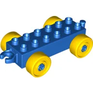 Duplo Car Base 2 x 6 with Yellow Wheels and Open Hitch End