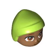 Minidoll Baby Head with Lime Cap, Brown Eyes, Smirk print