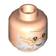 Minifig Head Albus Dumbledore, Gold Glasses, White Beard, Smirk / Open Mouth