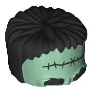 Head Top, Frankenstein Monster with Black Hair, Scar, Eyebrows print