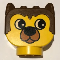 Duplo Animal Head with Brown Hair, Barnaby Bear with Large Nose Print