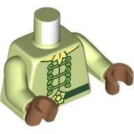 Torso Tunic, Lime Laces, Dark Green Belt, Bright Light Yellow Flower, Scarf print, Yellowish Green Arms, Medium Nougat Hands