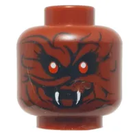 Minifig Head General Machia, Dual Sided, Red Eyes, Wrinkles, White Fangs, Smile, Slight Wavy Lines / Twisted Smile, Prominent Wavy Lines Print [Hollow Stud]