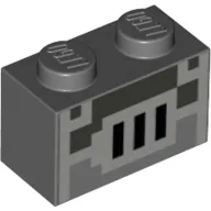 Brick 1 x 2 with Pixelated Furnace Grill Print
