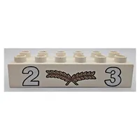 Duplo Brick 2 x 6 with Silver '2' and '3' with Center Gold Laurels Print