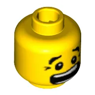 Minifig Head, Eyebrows, Pupils, Brown Chin Dimple / Mouth Open Scared, Brown Crow's Feet Print