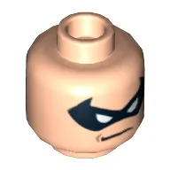 Minifig Head Robin, Black Eyemask, Determined / Scared Print