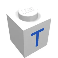 Brick 1 x 1 with Blue T Print
