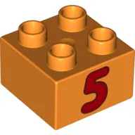 Duplo Brick 2 x 2 with Red '5' Print