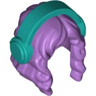 Hair Long Over Shoulders with Headphones Dark Turquoise Pattern