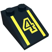 Slope 33° 3 x 2 with Yellow Number '4', Stripes Print