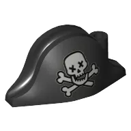 Hat Pirate Bicorne with Skull with X Eyes and Crossbones Print
