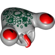Minifig Head Special, Alien with Tongue and Red Eyes, Dark Green Scales Print (Squidman)