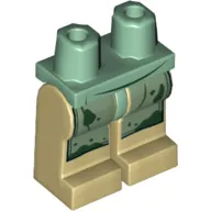 Hips and Tan Legs with Bib/Skirt/Coat with Dark Green Stains Print