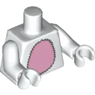 Torso Bunny Suit with Bright Pink Tummy / Tail Print, White Arms and Hands