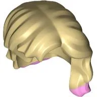 Hair, Mid Length Wavy Over Shoulder with Bright Pink Tips print