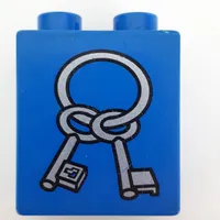 Duplo Brick 1 x 2 x 2 with Two Keys on a Ring Print