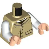 Torso, Jacket, Buttons, Pocket, Dark Brown/White Shirt, White Arms, Light Nougat Hands