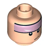 Minifig Head Batman, Bight Pink Stripe on Forehead, with Smirk Expression Print [Hollow Stud]