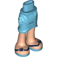 Minidoll Hips and Wrap Skirt with Light Nougat Legs and Dark Blue Sandals Print