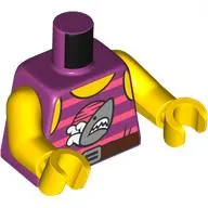 Torso, Magenta/Coral Striped Shirt, Shark print, Yellow Arms and Hands